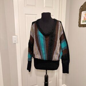 BCBG Max Azria Striped Bat Sleeve Sweater, Slouchy, Sz S